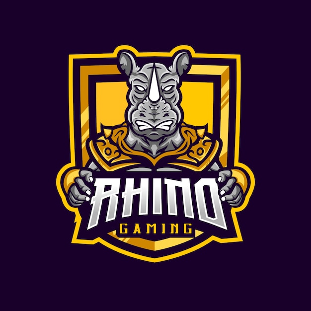 Vector rhino mascot logo gaming blindado