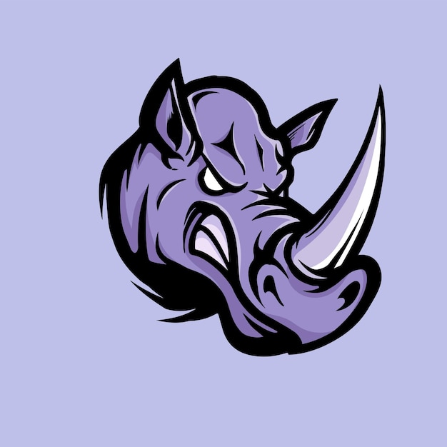 Rhinoceros Esports Logo Cartoon Mascot Diseño vectorial