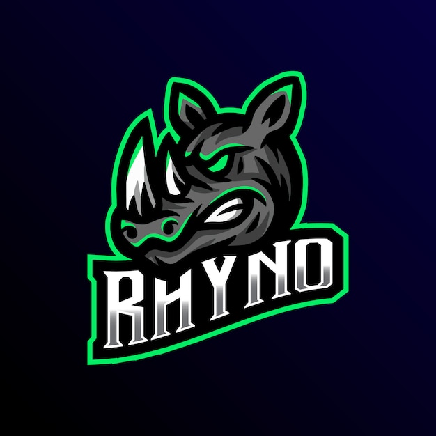 Rhyno mascot logo esport gaming ilustración.