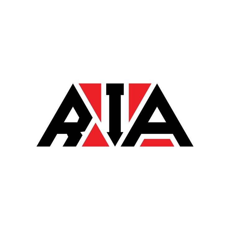 Vector ria triángulo letra diseño de logotipo con forma de triángulo ria logotipo de diseño triángulo monograma ria modelo de logotipo vectorial triángulo con color rojo ria logo triangular sencillo elegante y lujoso ria