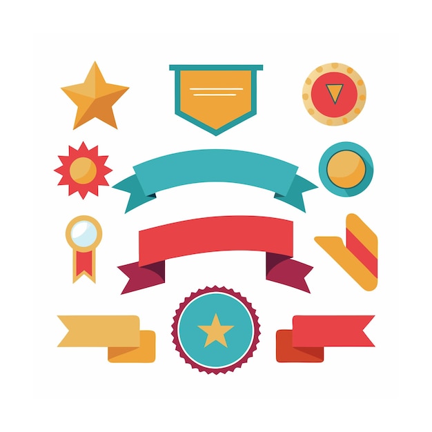 Ribbons Tags and Stickers Ecommerce and Shopping icon set vector illustration