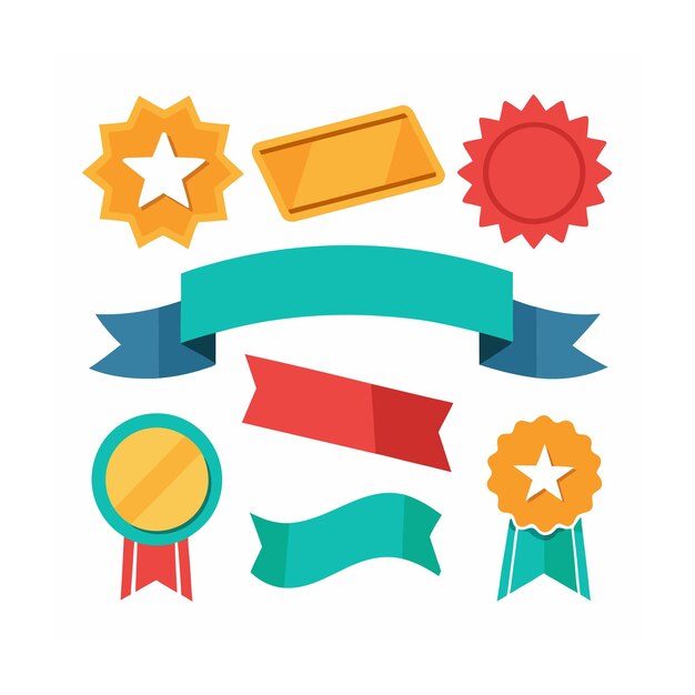 Ribbons Tags and Stickers Ecommerce and Shopping icon set vector illustration