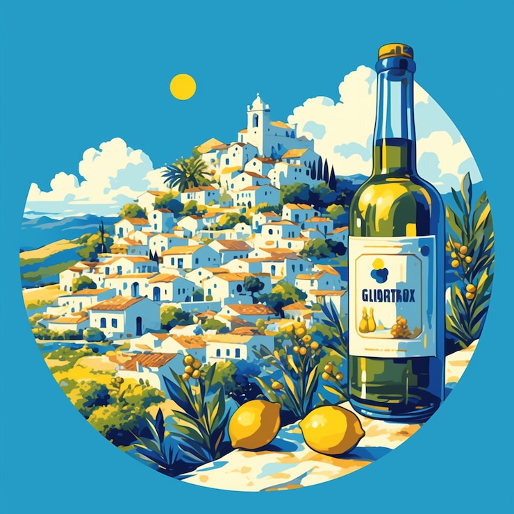 Vector la rica gastronomía y los olivares de alentejo