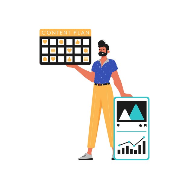 El ridículo es sostener una invención de contenido en su mano Ilustración vectorial de estilo moderno