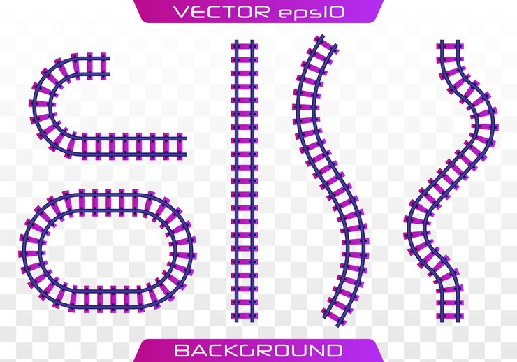 Vector rieles y durmientes. ferrocarril, un conjunto de vías férreas.