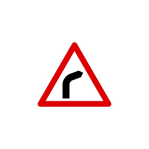 Right hand bend triangle road sign Reflective traffic sign symbol modern simple vector icon