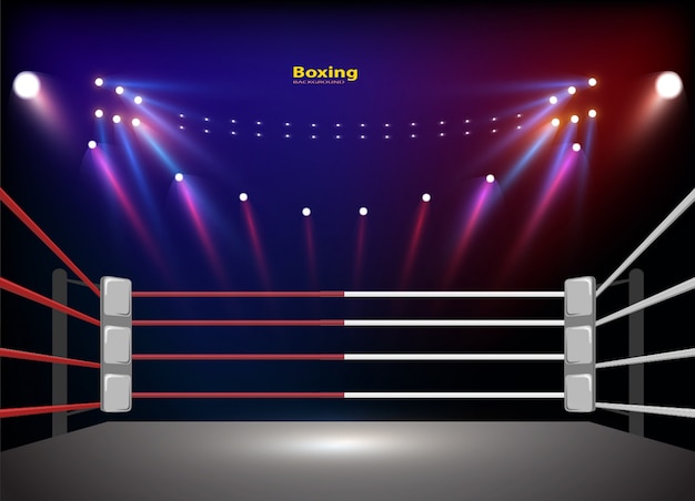 Ring de boxeo arena e iluminación de proyectores