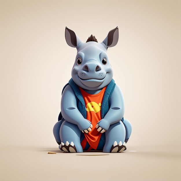 Vector un rinoceronte lindo sentado, una ilustración de icono vectorial de dibujos animados, un concepto de icono de naturaleza animal, un premio aislado.