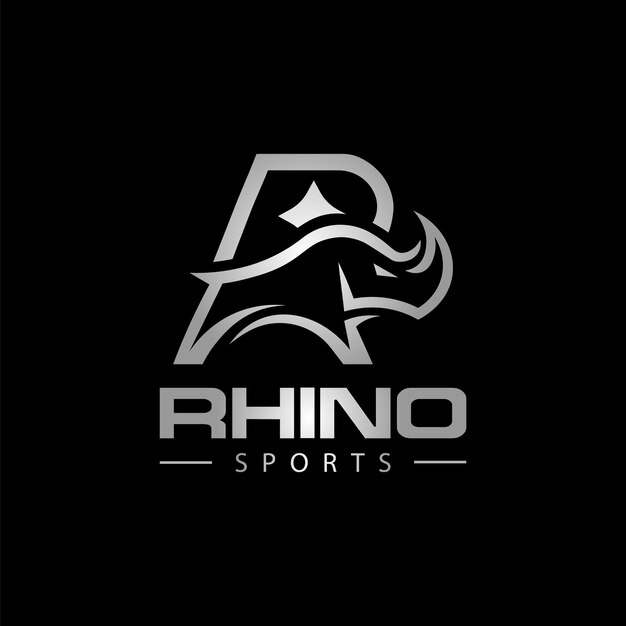 Rinoceronte con el logotipo de la letra R