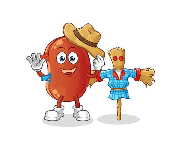 Riñón con vector de personaje de dibujos animados de espantapájaros