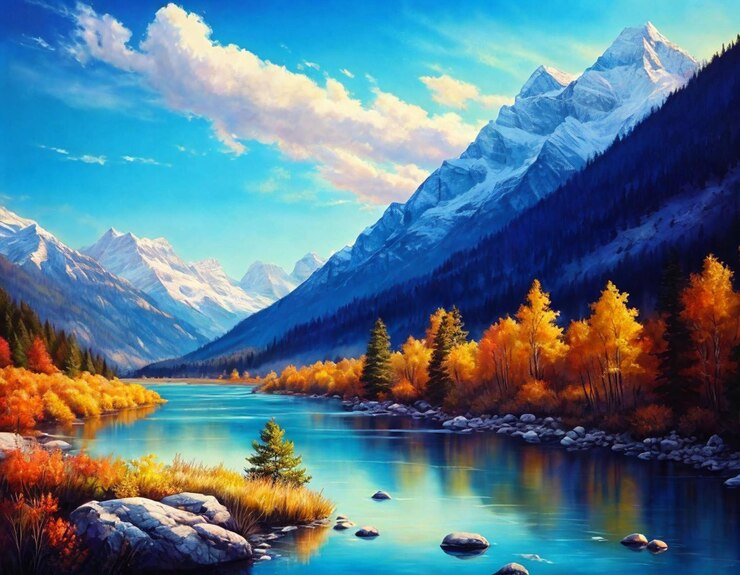 Vector río de montaña