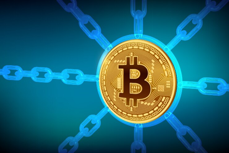 Vector ripple moneda criptográfica cadena de bloque moneda de ondulación física 3d con cadena de estructura alámbrica concepto de cadena de bloques plantilla de criptomoneda editable ilustración vectorial