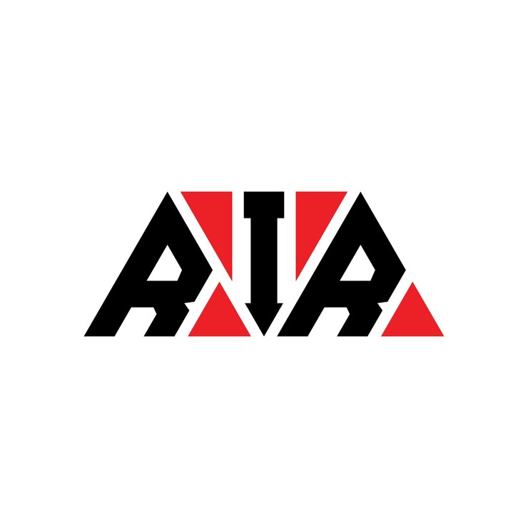 Vector rir diseño de logotipo de letras triangulares con forma de triángulo rir diseño del logotipo triangular con monograma rir triángulo vectorial plantilla del logotipo con color rojo rir logotipo triangular simple elegante y lujoso logotipo rir