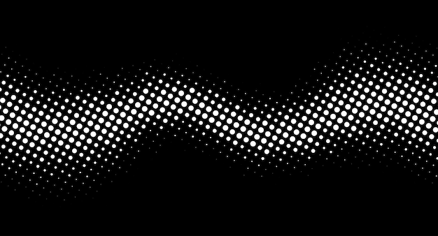 Ritmo blanco de medio tono onda negra Ilustración vectorial patrón de puntos circulares de medio tono