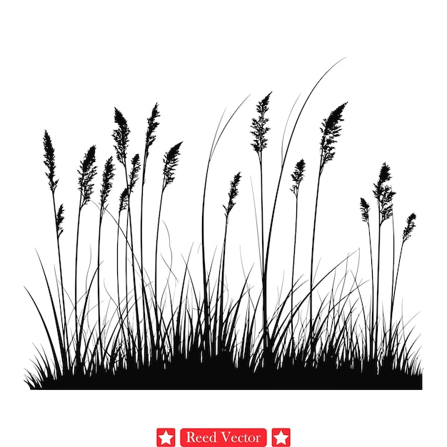Ritmos relajantes Sublime Reed Vector Siluetas que infunden calma y armonía