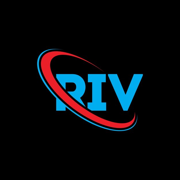 RIV logotipo RIV letra RIV letra diseño de logotipo Iniciales RIV Logotipo vinculado con círculo y mayúscula monograma Logotipo RIV tipografía para negocios tecnológicos y marca inmobiliaria