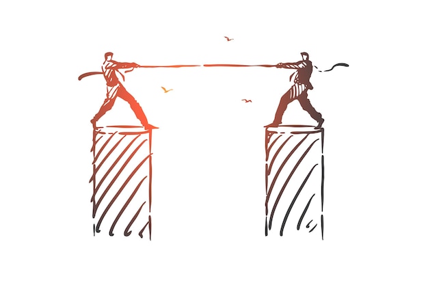 Rivalidad, oposición, ilustración de esbozo de concepto de lucha