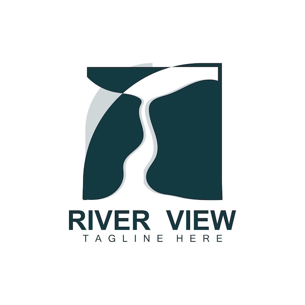 River Logo Design River Creek Vector Riverside Ilustración con una combinación de montañas y naturaleza Marca de producto