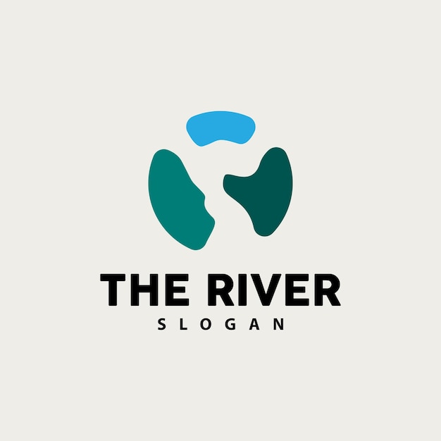 River Logo Design River Creek Vector Riverside Ilustración con una combinación de montañas y naturaleza Marca de producto