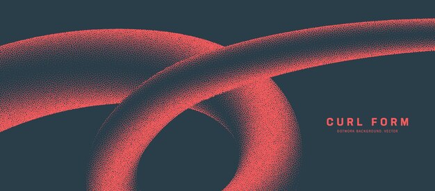 Rizo Dinámico Liso Rojo Forma Vector Dotwork Creativo Amplio Fondo Abstracto