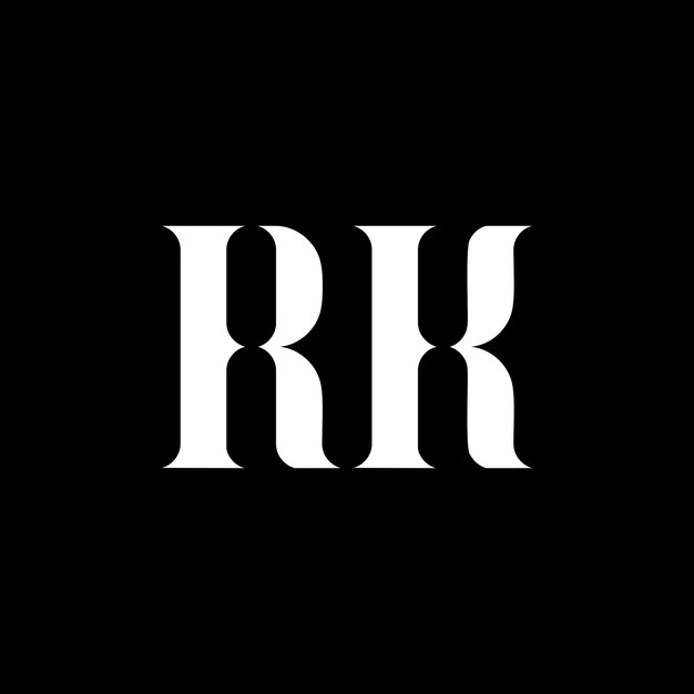 Vector rk r k diseño de la letra del logotipo letra inicial rk monograma en mayúsculas logotipo color blanco rk logotipo r k diseño rk rk