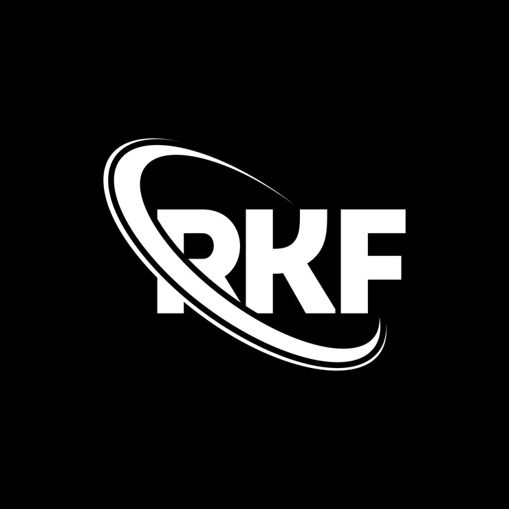 Vector rkf logotipo rkf letra rkf diseño de logotipo de letra iniciales rkf logotipo vinculado con círculo y mayúscula logotipo monograma rkf tipografía para negocios de tecnología y marca inmobiliaria