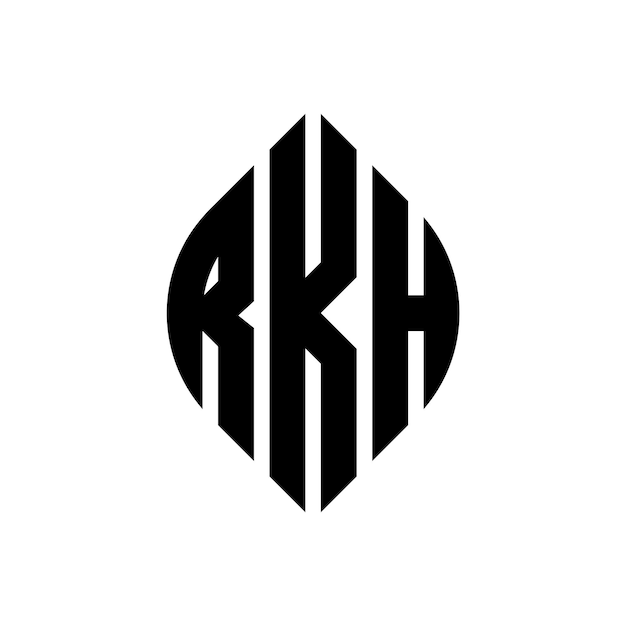 RKH diseño de logotipo de letras circulares con forma de círculo y elipse RKH letras elípticas con estilo tipográfico Las tres iniciales forman un logotipo de círculo RKH círculo emblema monograma abstracto letra marca vector