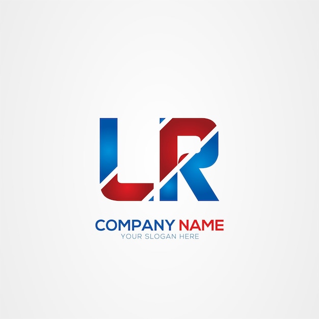 RL Creative Modern Letters Diseño del logotipo Elemento LR rojo y azul
