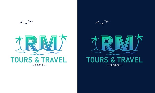 RM MR con diseño de logotipo de viaje creativo Icon Vector de logotipo inicial de viaje de verano