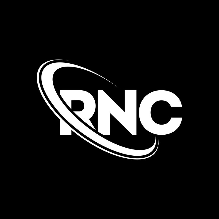 Vector rnc logotipo rnc letra rnc letra diseño de logotipo iniciales rnc logo vinculado con círculo y mayúscula monograma logotipo rcn tipografía para negocios de tecnología y marca inmobiliaria