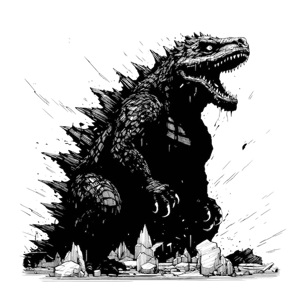 Roaring Majesty Vector Ilustración de Godzilla Rey de los Monstruos