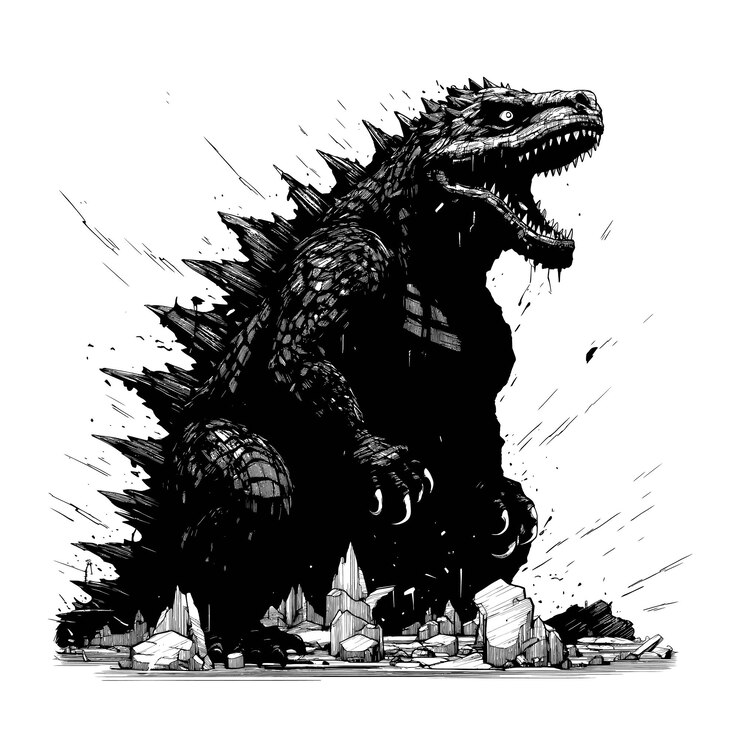 Vector roaring majesty vector ilustración de godzilla rey de los monstruos