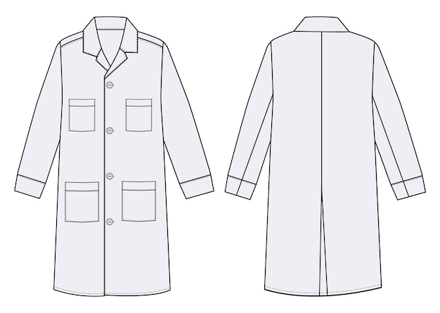 Roba de trabajo de médico dibujo de moda ilustración de línea de arte vectorial contorno cort blazer coleccionar