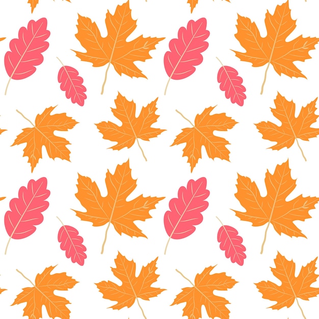 Roble rosa y hojas de arce amarillas patrón otoño gráficos vectoriales Ilustración vectorial