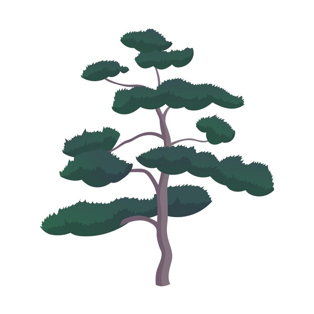 Roble verde realista aislado sobre fondo blanco Ilustración vectorial
