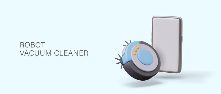 Vector robó aspirador inalámbrico dispositivo autónomo concepto de control del dispositivo de limpieza de pisos