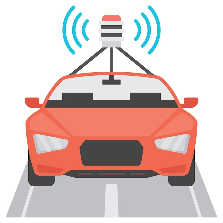 Vector robo car gps radar concept autopilot lidar device vector design transporte futuro sin conductor
