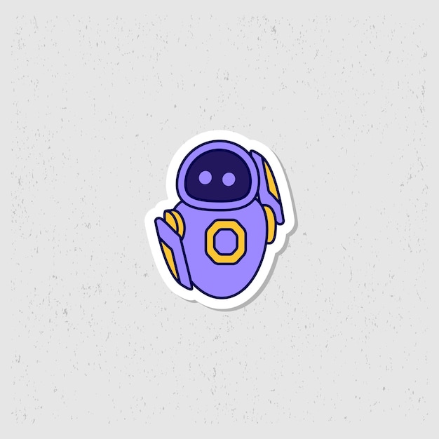 Robot adhesivo tímido mascota diseño vectorial de personaje en color púrpura diseño plano lindo