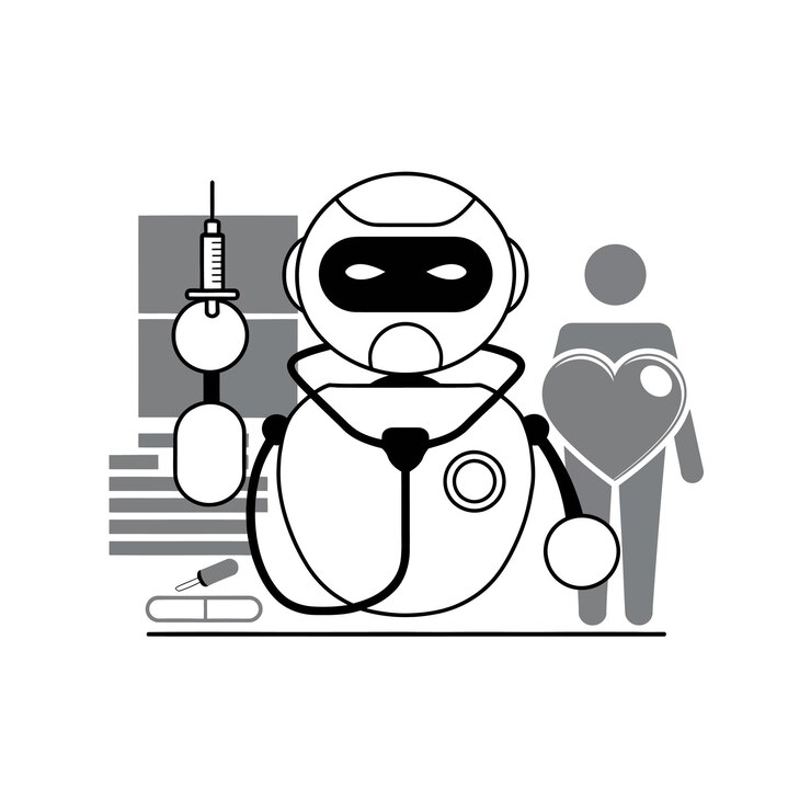 Vector robot ai en el cuidado de la salud robótica en la atención de la salud enfermera robot ai en el tratamiento de la salud