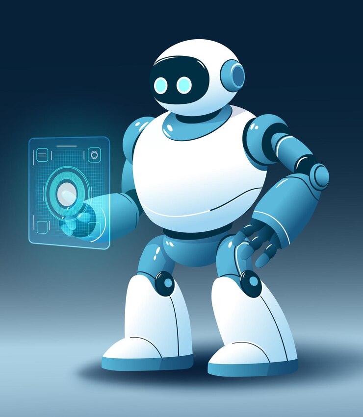 Vector el robot ai toca el vector de la interfaz de usuario virtual
