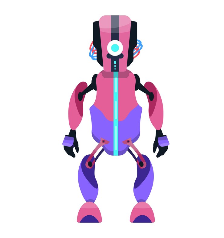 Vector robot aislado ficticio cyborg inteligencia artificial android máquina fantástica vector plano