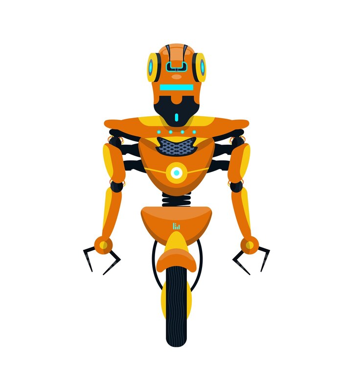 Vector robot aislado futurista ficticio cyborg inteligencia artificial android flat vector ilustración