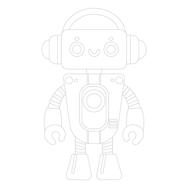 Un robot alegre con auriculares