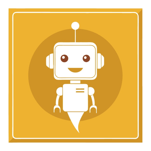 un robot amarillo con una cara blanca y un fondo amarillo