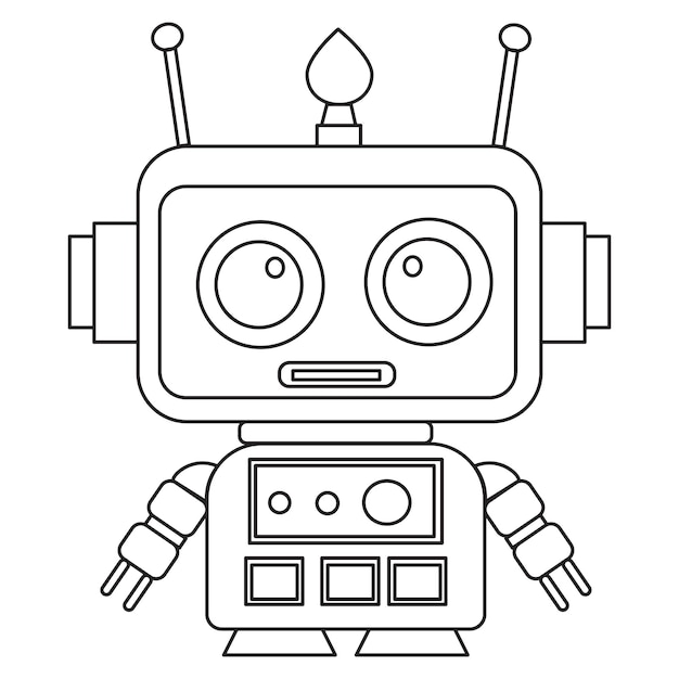 Robot android para colorear vector libro