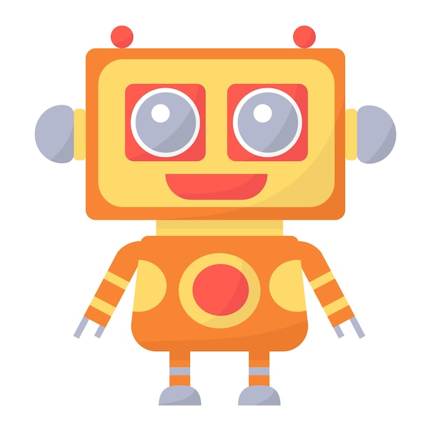 Robot android en estilo doodle vector aislado