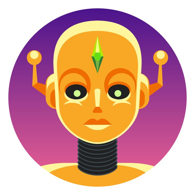 Vector robot de android femenino de ciencia ficción