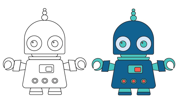Vector robot android niños para colorear vector libro sobre fondo blanco.