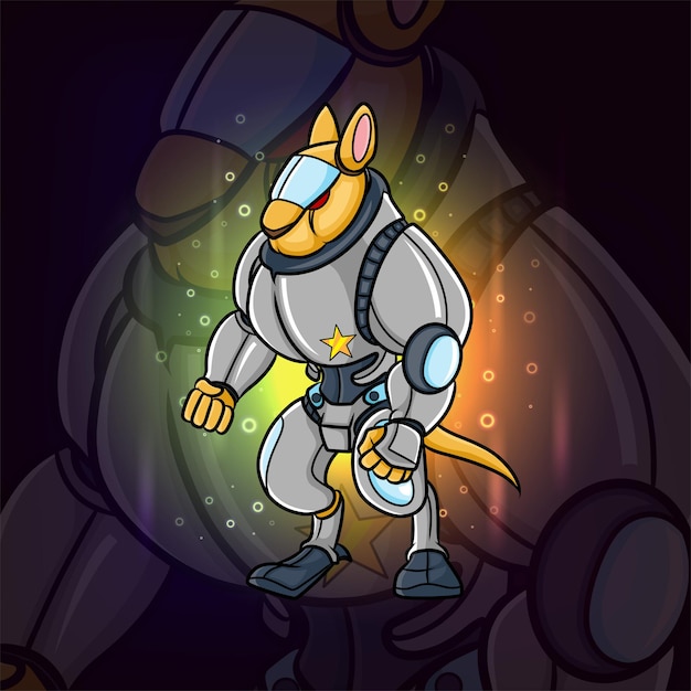 El robot animal de canguro esport logo diseño de ilustración