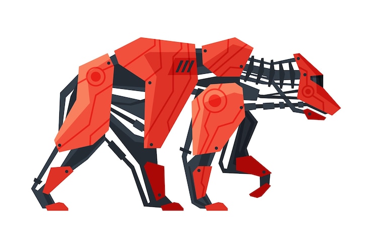 Vector robot de animales salvajes inteligencia mecánica ilustración vectorial de animales robóticos sobre un fondo blanco